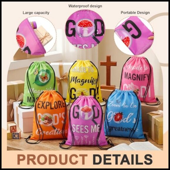 Polyester Drawstring Backpack Bags Set of 30 for Events Travel Gym Religious main image 6